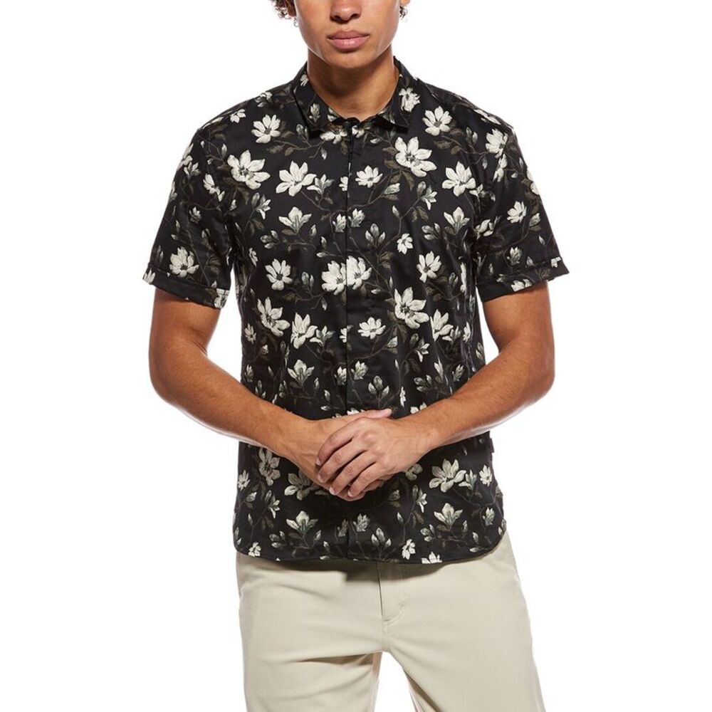 John Varvatos Mens  Loren Slim Fit Sport Shirt, Black